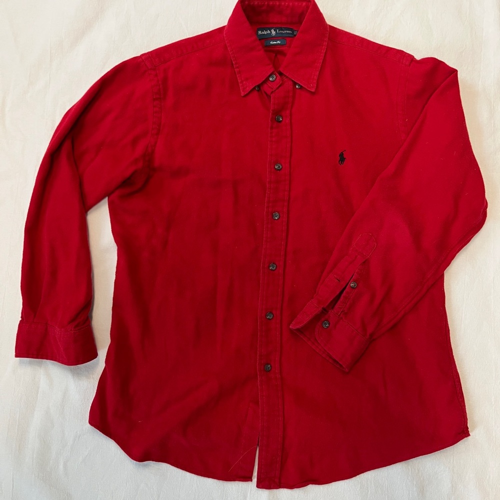 Men’s Red Flannel Polo button down | Large